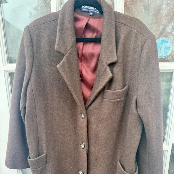 VTG Long Brown Overcoat sz Medium - Picture 7 of 12